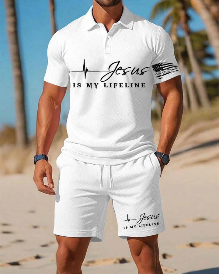 Light Of Faith Jesus IS MY LIFELINE Fashion Print POLO Shirt Set