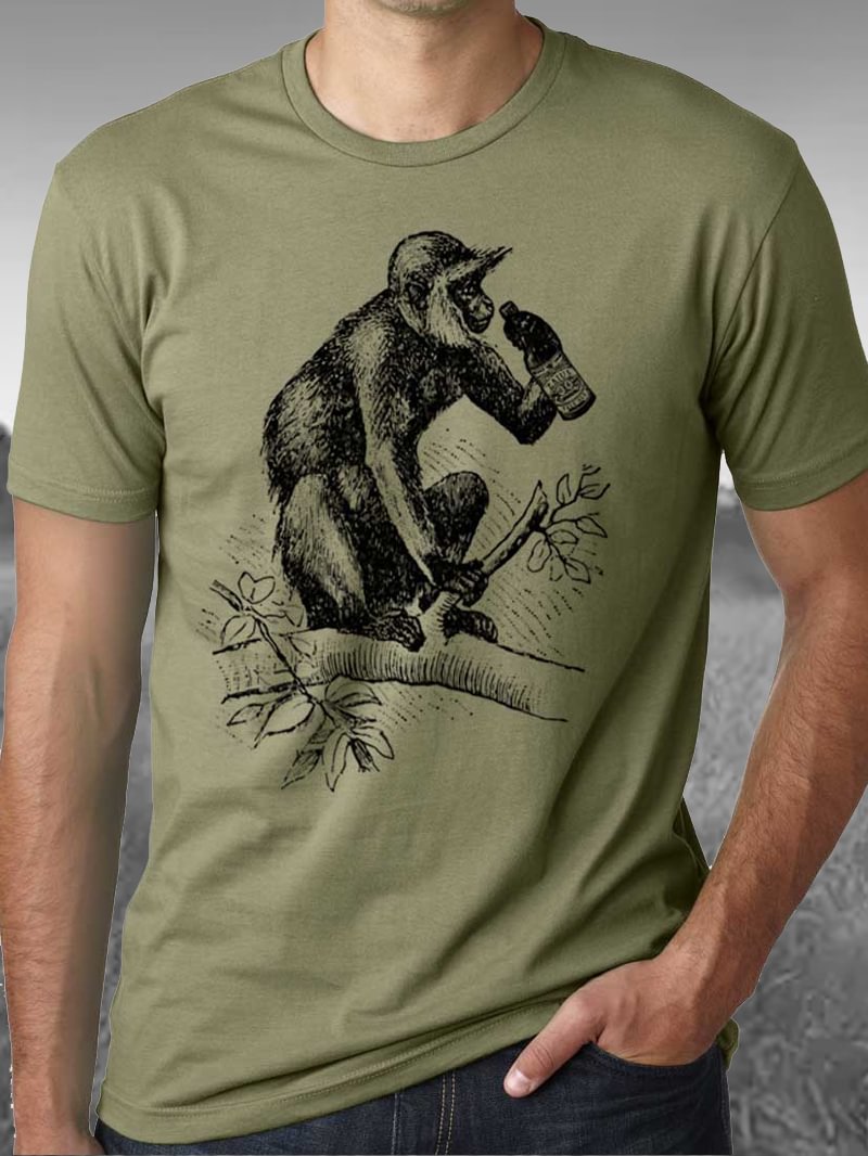 Drinking Monkey Printed Men's T-Shirt in  mildstyles