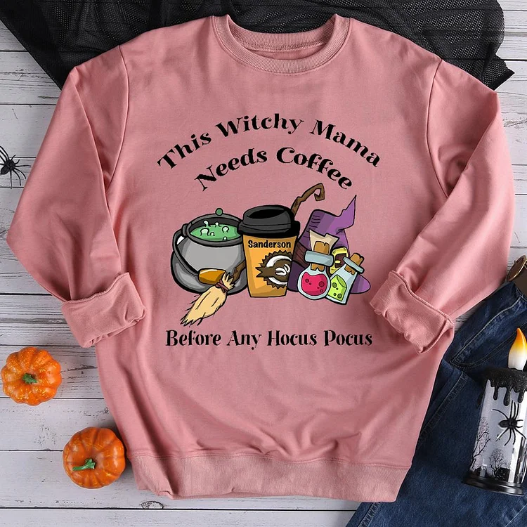 This Witchy Mama Needs Coffee Sweatshirt-06881-Annaletters