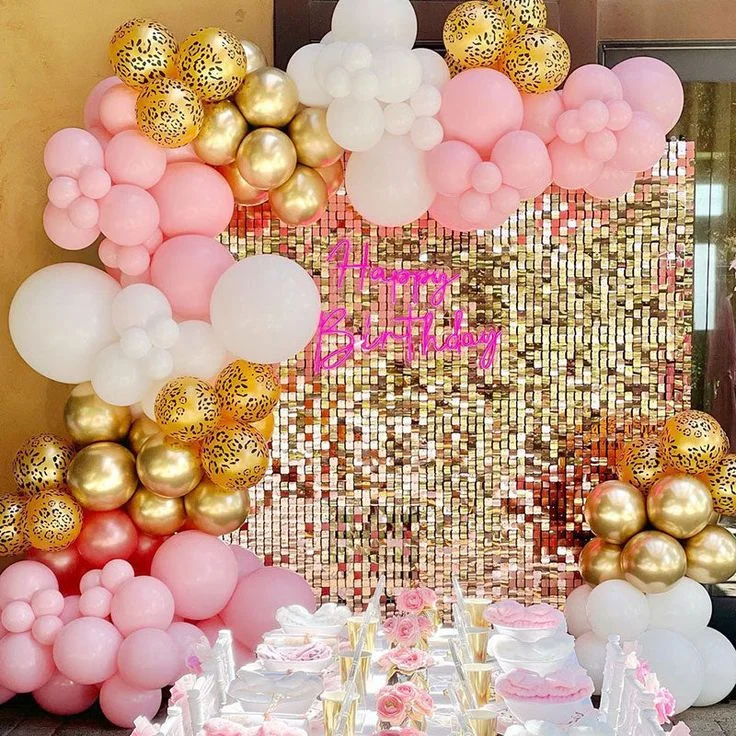 Light Mirror Gold Shimmer Wall Backdrop Sequin Panels For Birthday Party Decoration RedBirdParty