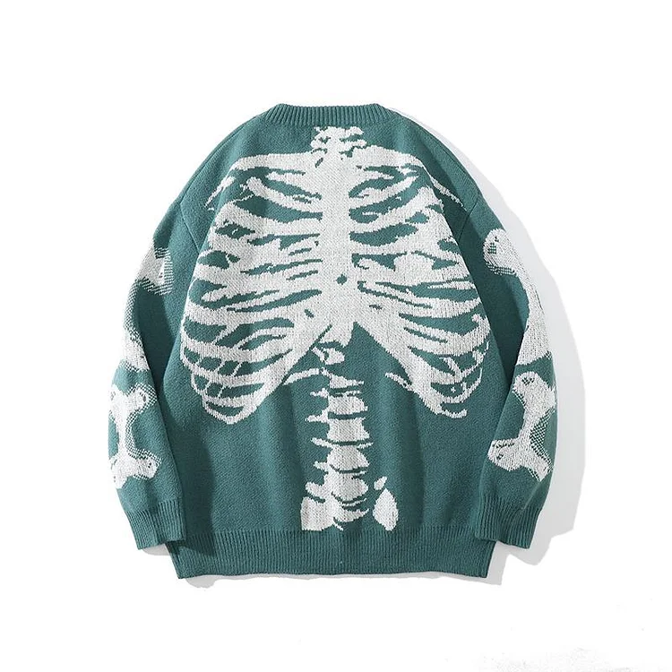 Skeleton Print 3 Colors Knitted Sweater