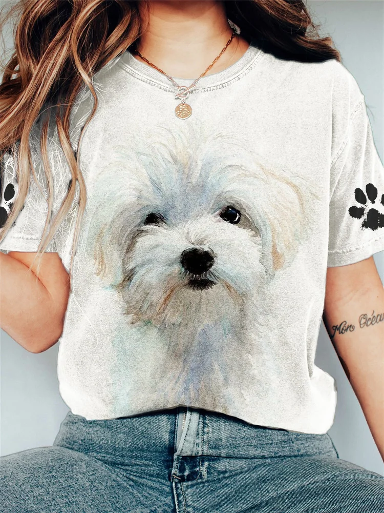 Fuzzy Dog Paw Prints Vintage T Shirt