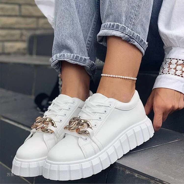 Qengg Fashion New Designer Hot Sale White Shoes Size 43 Female Platform Sneakers Women Tenis Feminino Casual Female Shoes Woman