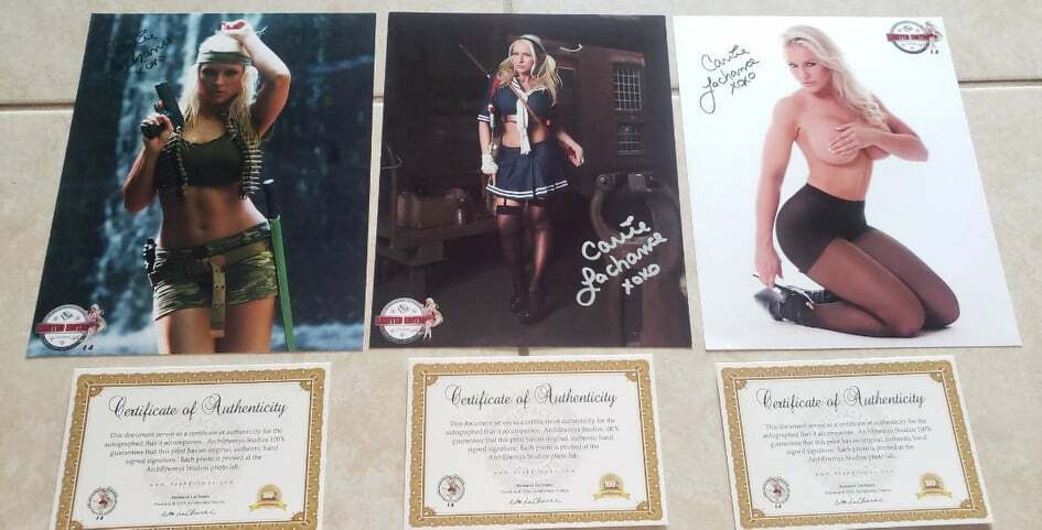 Lot of 3: Carrie LaChance Autographed/Signed Sexy 8x10 Photo Poster painting +COA's for each