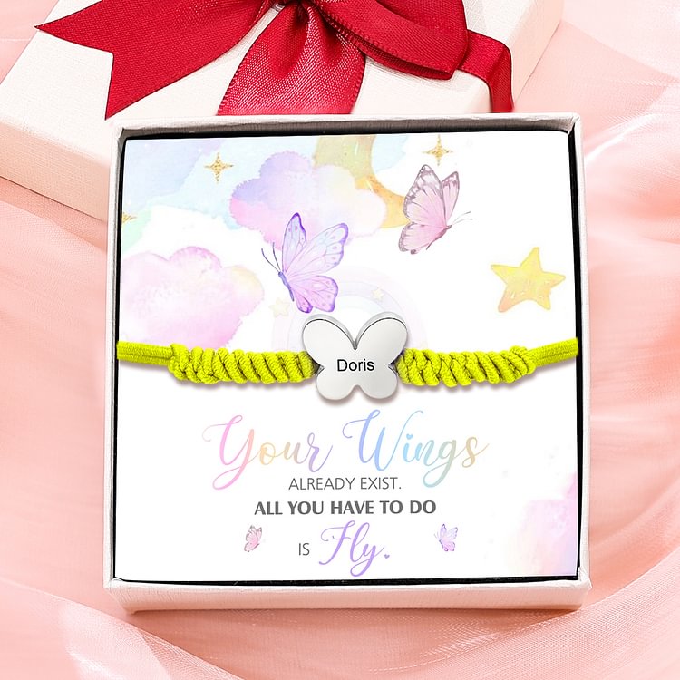 Butterfly Adjustable Bracelet Custom Name Bracelet Gift for Daughter Granddaughter - Your Wings Always Exist, All You Have To Do Is Fly