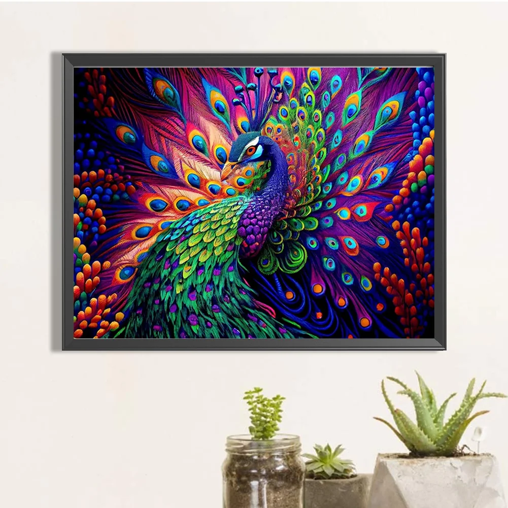 Partial AB Diamond Painting - Full Square Drill - Peacock(Canvas|45*35cm)
