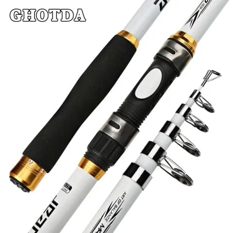 Pornhint GHOTDA 2.1M -3.6M Carp Fishing Rod feeder Hard FRP Carbon Fiber Telescopic Fishing Rod fishing pole