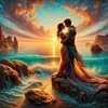 Beach Couple-11CT Stamped Cross Stitch 40*40cm/15.75*15.75in tapestrymarket