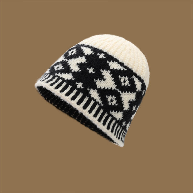 Women’s Sweet Minimalist Color Block Eaveless Wool Cap