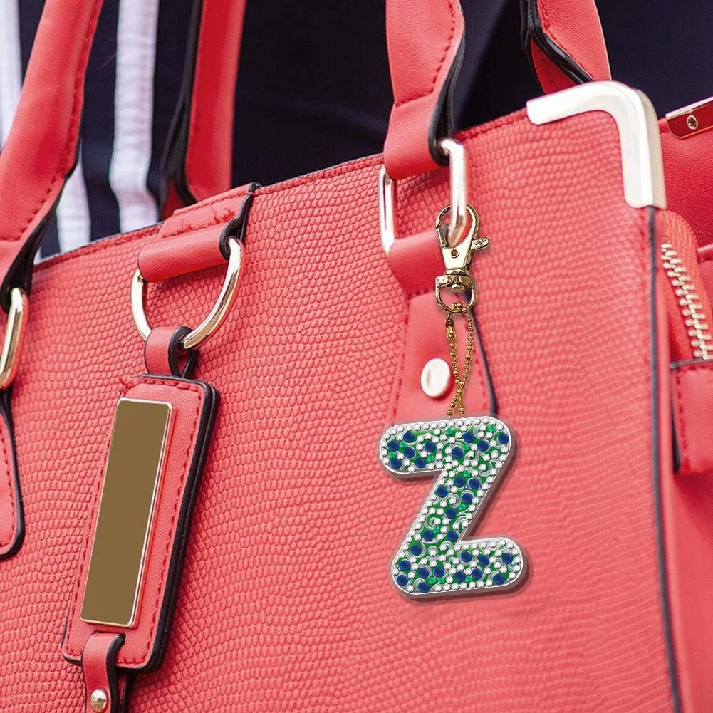 DIY Diamond Art Keychains Handmade Point Drill Key Ring Letters Lady Bag Pendant