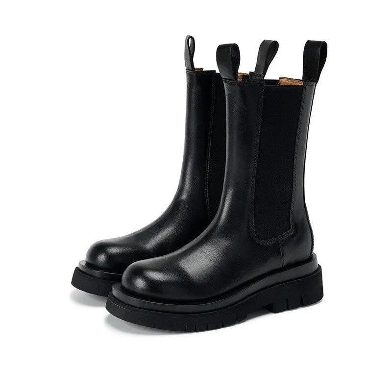 Brand Luxury Chelsea Women's Boots 2020 Winter Platform Shoes Ankle Boots Fashion Chunky Ladies Botas Zapatos De Mujer Heel New