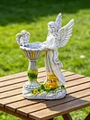 Solar Powered Garden Statue with RGB Light Hand Paint Lawn Ornament Waterproof Solar Fairy Decoration Statue for Patio Lawn Yard Outdoor Decor