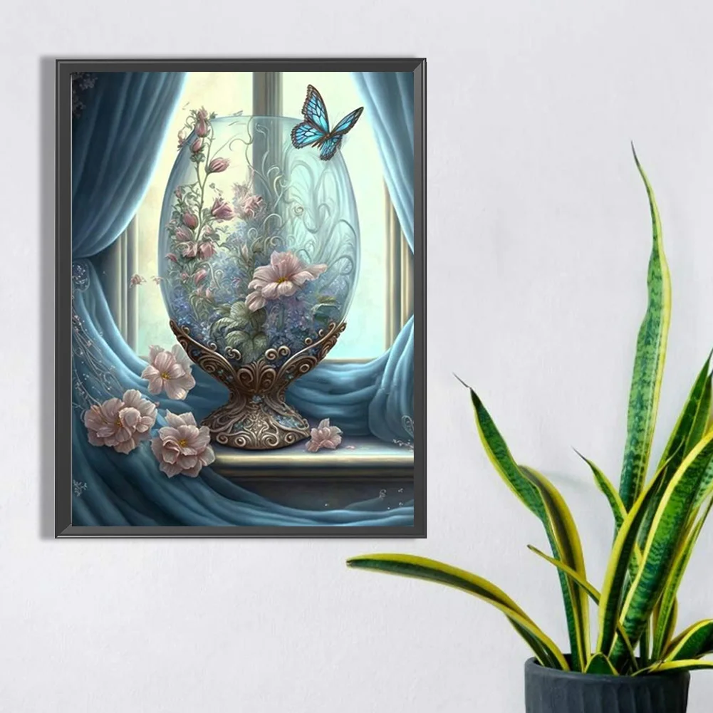 Diamond Painting - Full Square Drill - Flower Butterfly Cup(Canvas|30*40cm)