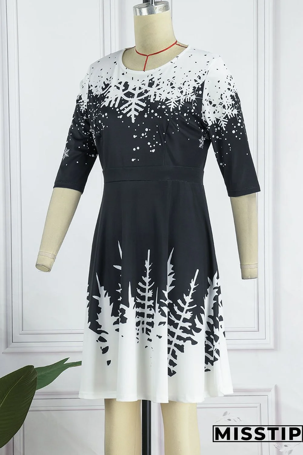 Blue Casual Print Patchwork O Neck A Line Dresses