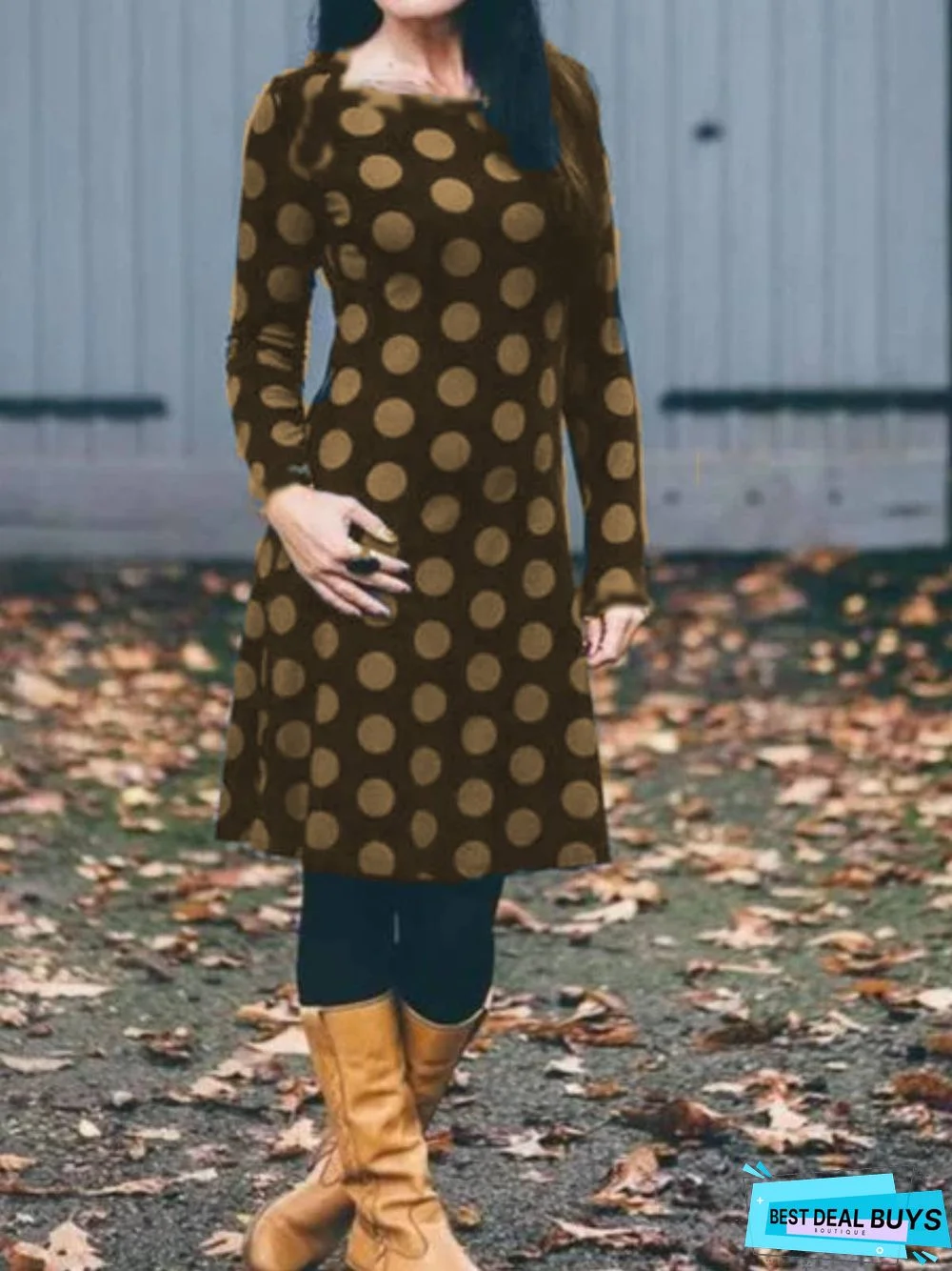 Blue Long Sleeve Geometric Knitting Dress