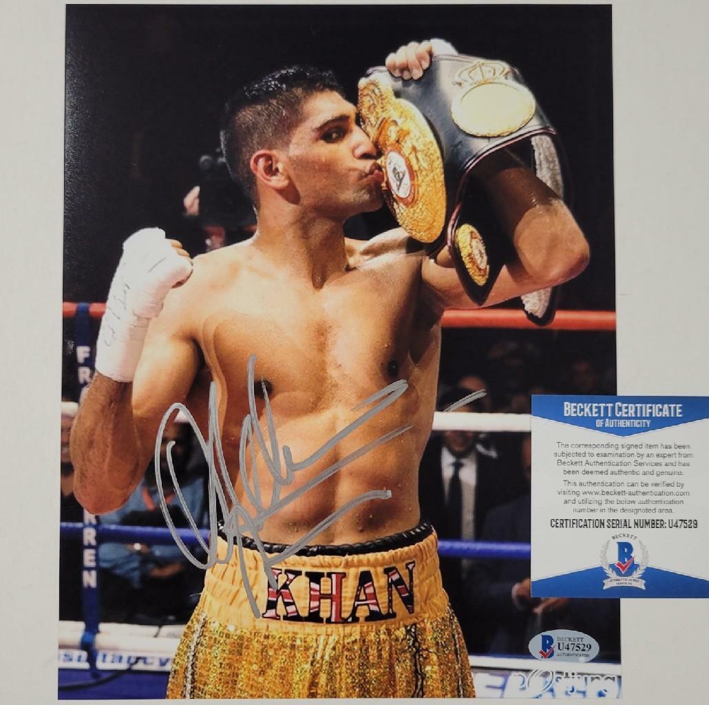 Amir Khan signed 8x10 Photo Poster painting Boxing Autograph ~ Beckett BAS COA