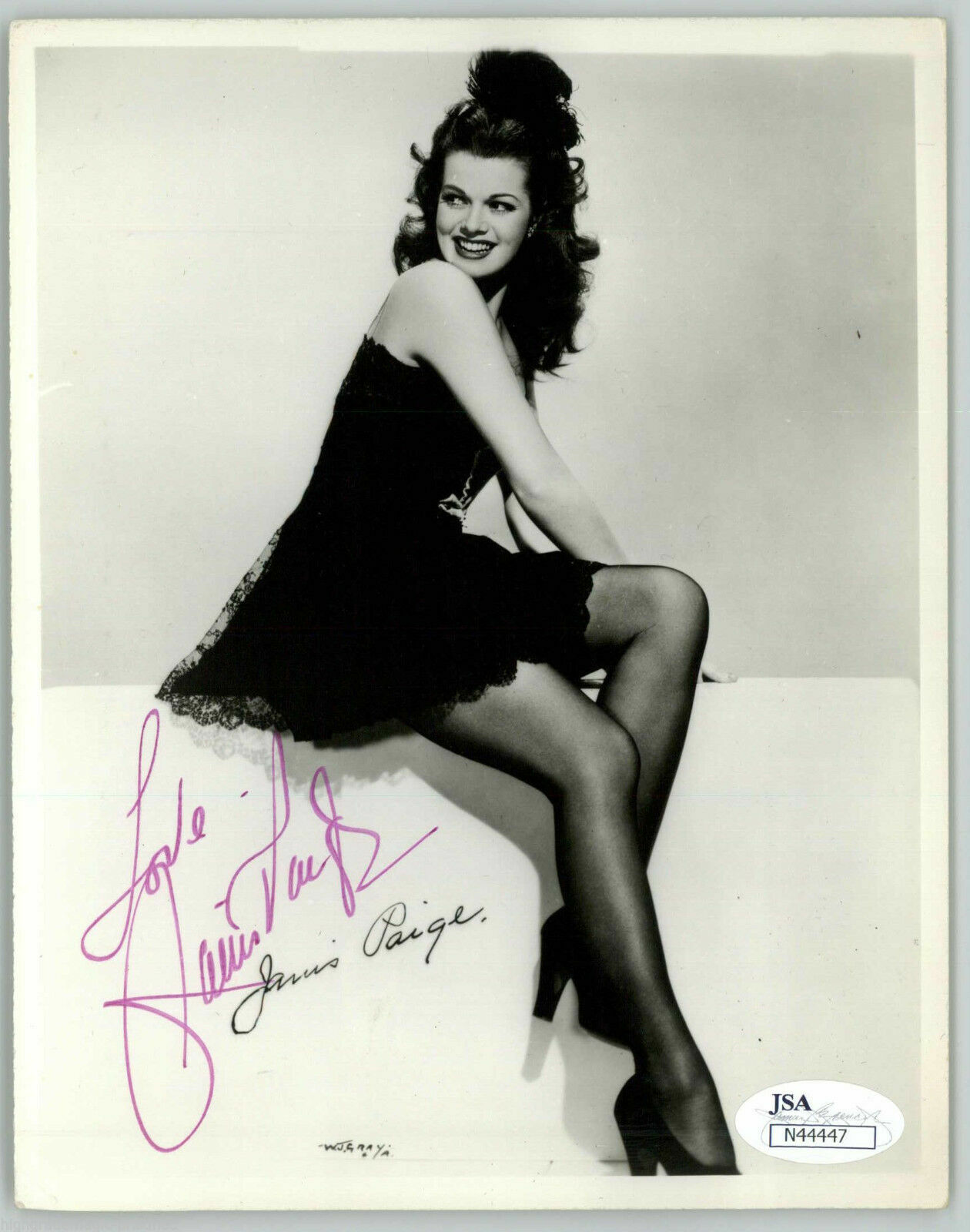 JANIS PAIGE AUTOGRAPHED SIGNED 5X7 JSA AUTHENTICATED COA #N44447