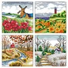 (4pcs) Seasons-14CT Stamped Cross Stitch 29*29cm(Bundle Sale)