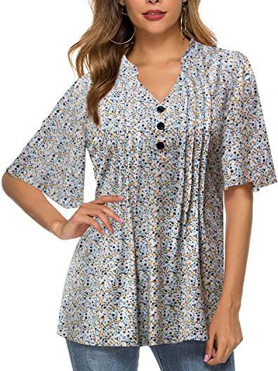 Women's V-neck Short Sleeve Half Sleeve Printed Tops