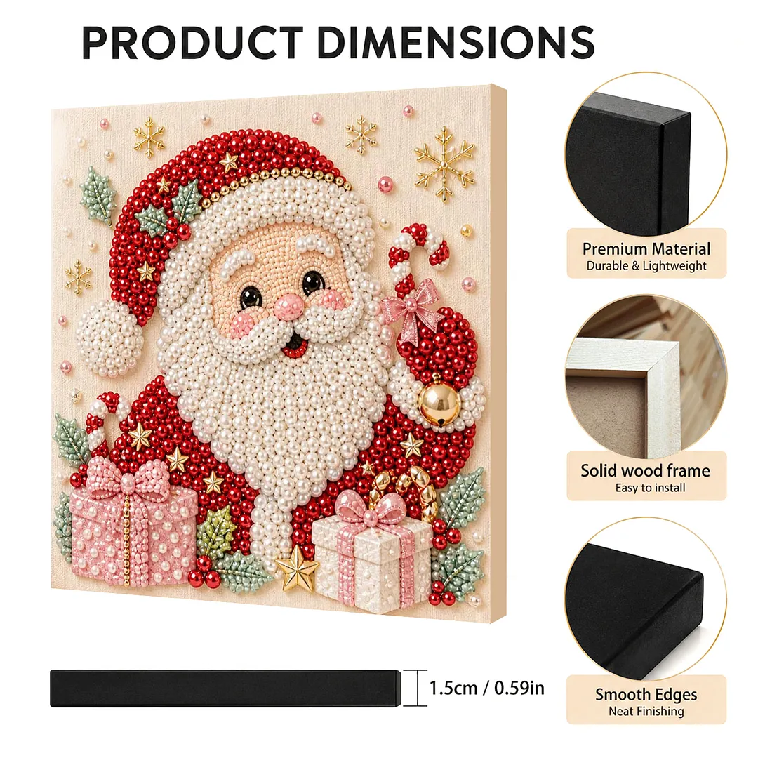 Pearl Painting Kit for Adults Framed Santa 7.87x7.87in