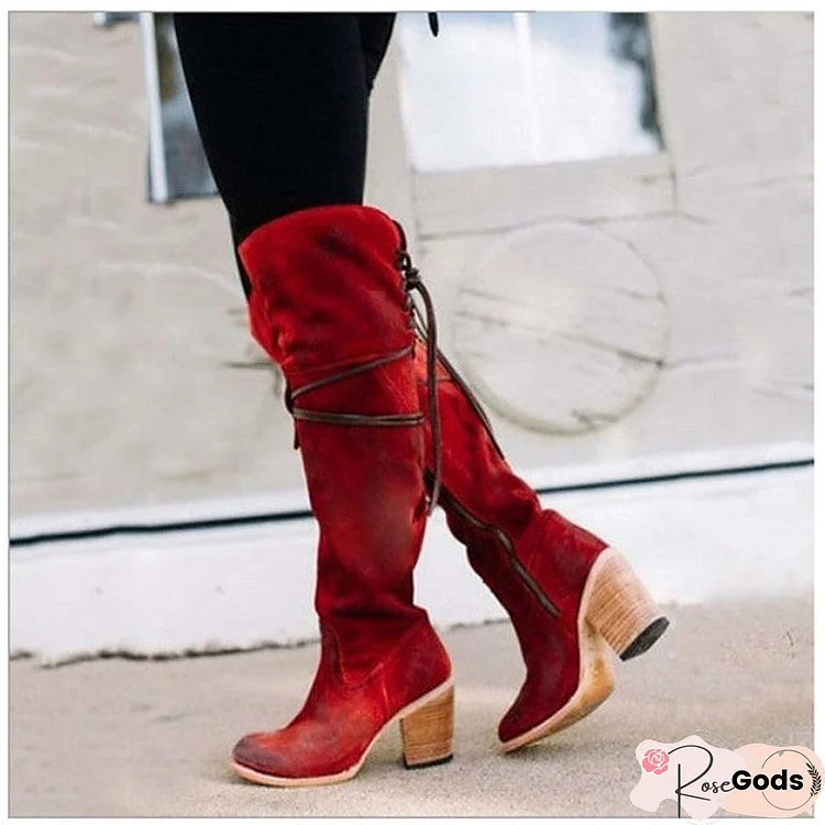 Women's Boots Cuban Heel Round Toe Casual Basic Daily Solid Colored Suede Over The Knee Boots Walking Shoes Black / Red / Black / Yellow