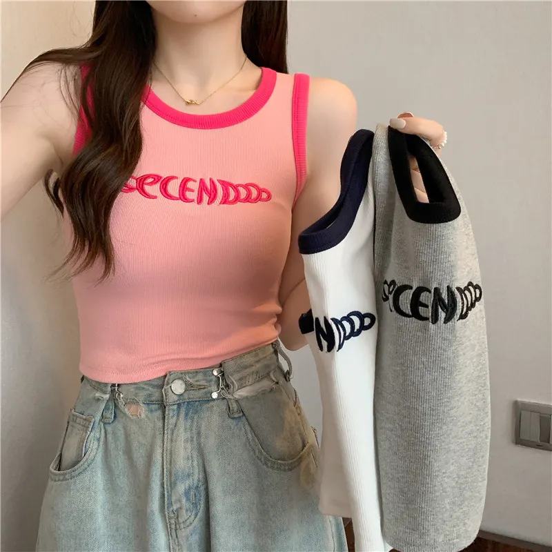 Brownm Brownm Vest Female Inside The 2024 Summer Short Crop Foreign Style Slim Hot Girls Wearing Sleeveless Student Jacket Tide