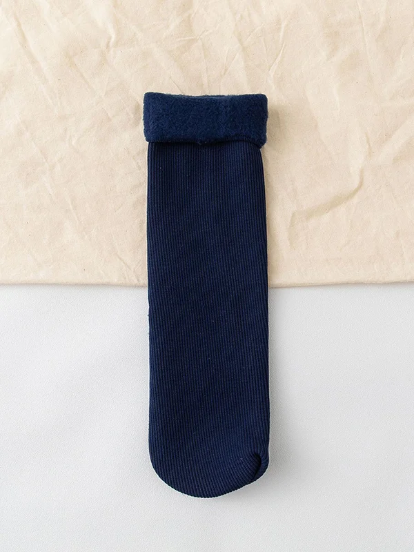 Simple Velvet Keep Warm Solid Color Socks Accessories