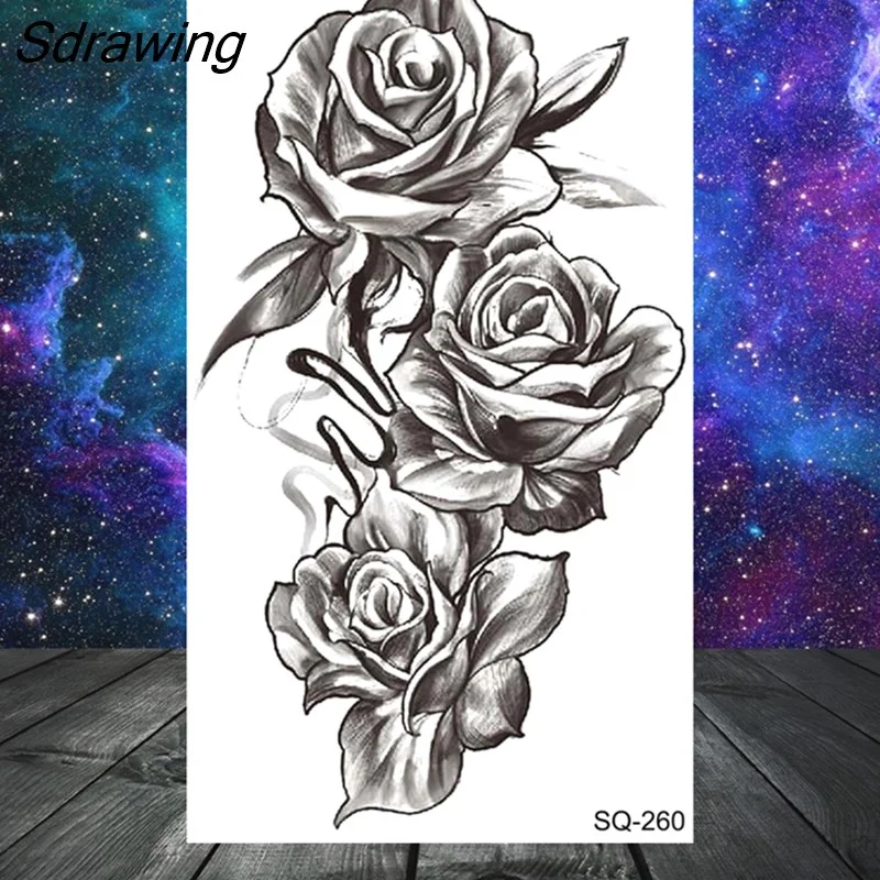 Sdrawing Butterfly Anchor Lion Wolf Temporary Tattoos For Women Men Skeleton Whale Elephant Fake Tattoo Neck Arm Hands Small Tatoo