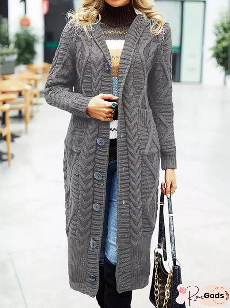 Autumn and Winter Solid Color Cardigan Loose Sweater Coat