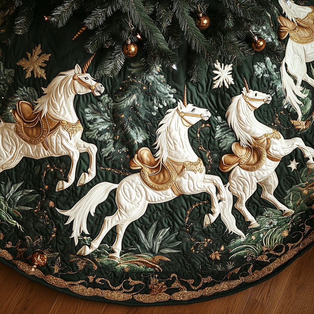 Celestial Sleigh Christmas Quilted Tree Skirt NCU0DV2263