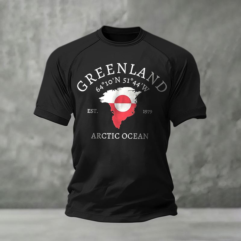 Men's Vintage Greenland Pattern Short Sleeve Casual T-shirt artswardrobe