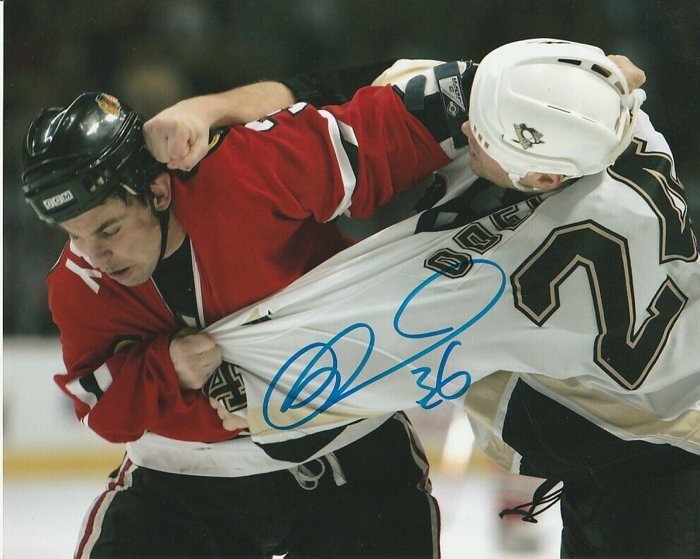 MATTHEW BARNABY SIGNED CHICAGO BLACKHAWKS FIGHT 8x10 Photo Poster painting! Autograph