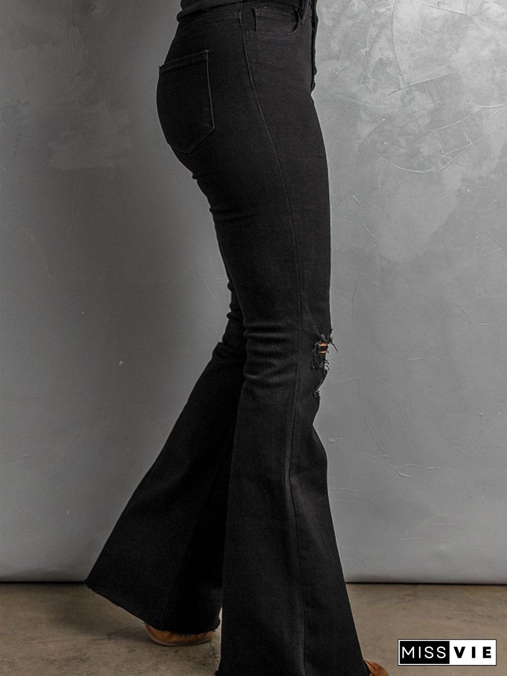 Button Bell Bottom Jeans