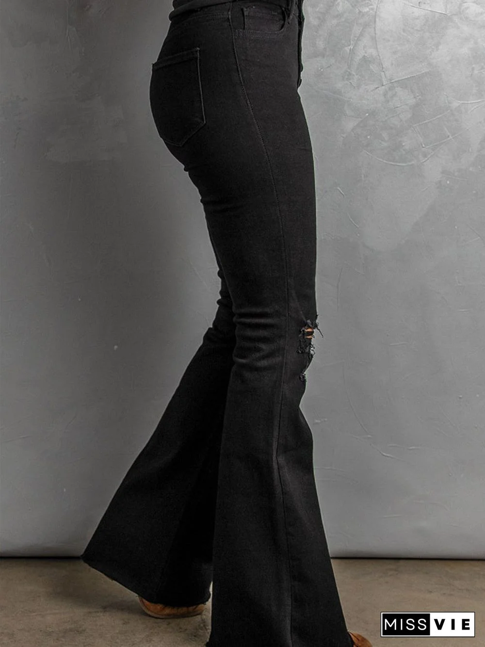 Button Bell Bottom Jeans