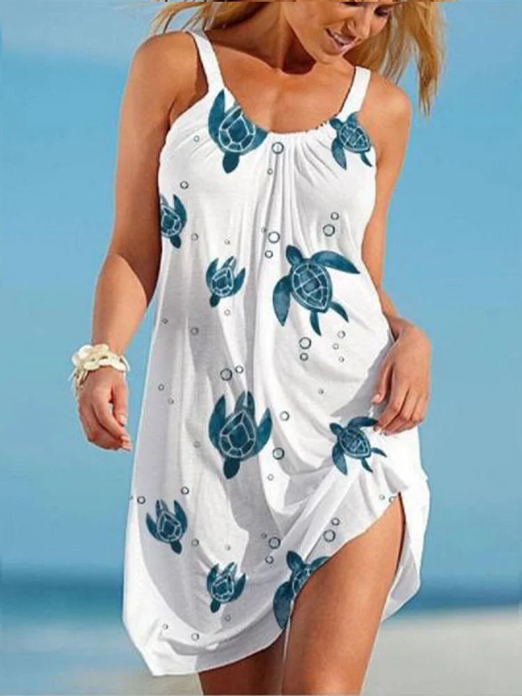 Women's Sea Turtle Print Casual Dress