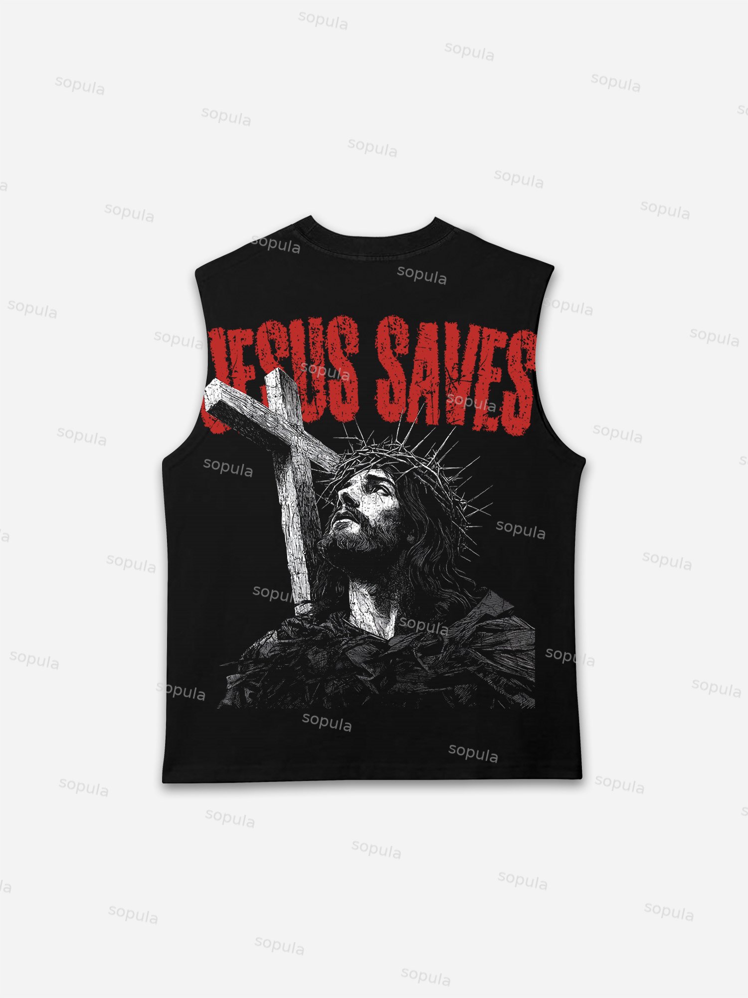 Jesus Save Graphic Print Tank Top