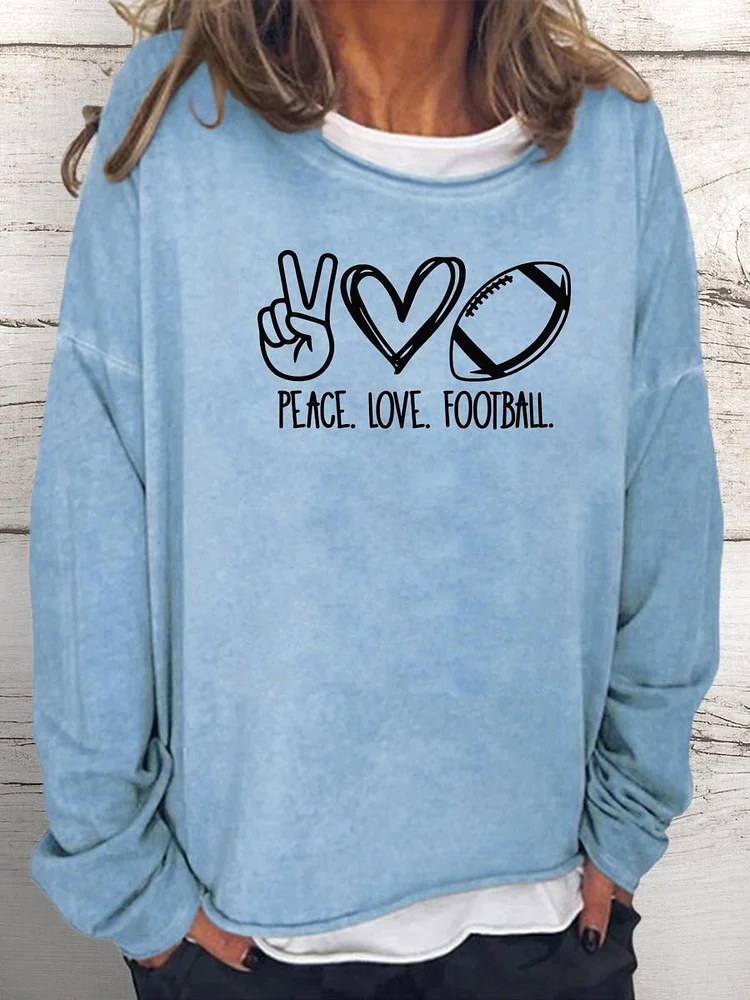 Peace love Football Women Loose Sweatshirt-Annaletters