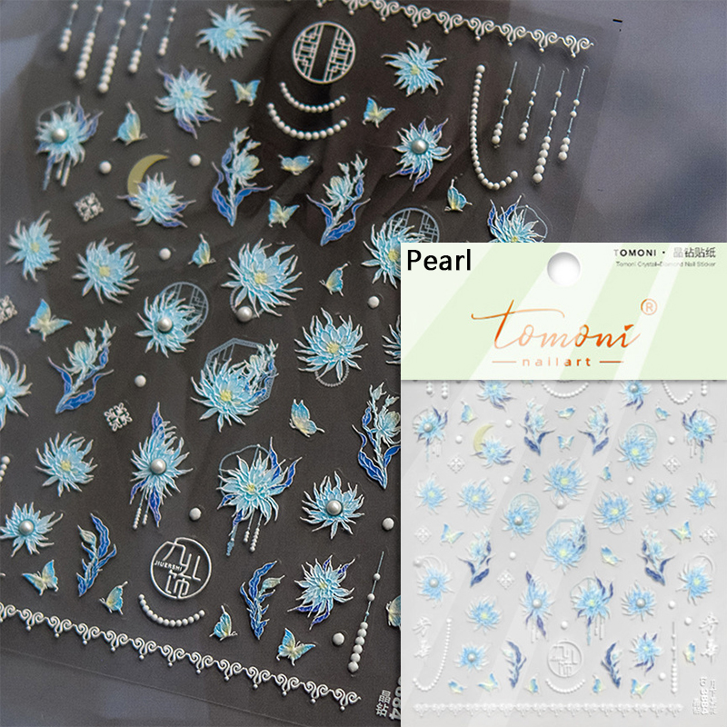 Gamehomew Simple Summer Nails – Epiphyllum Moon Goddess Rhinestone Nail Art Stickers  