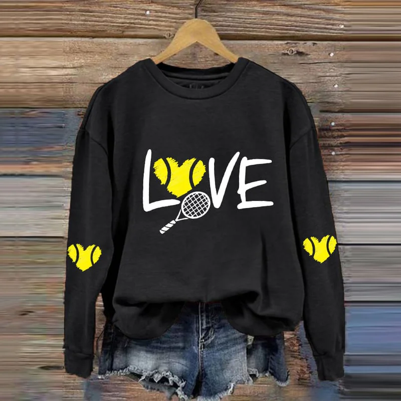 Love Tennis Round Neck Long Sleeve Sweatshirt