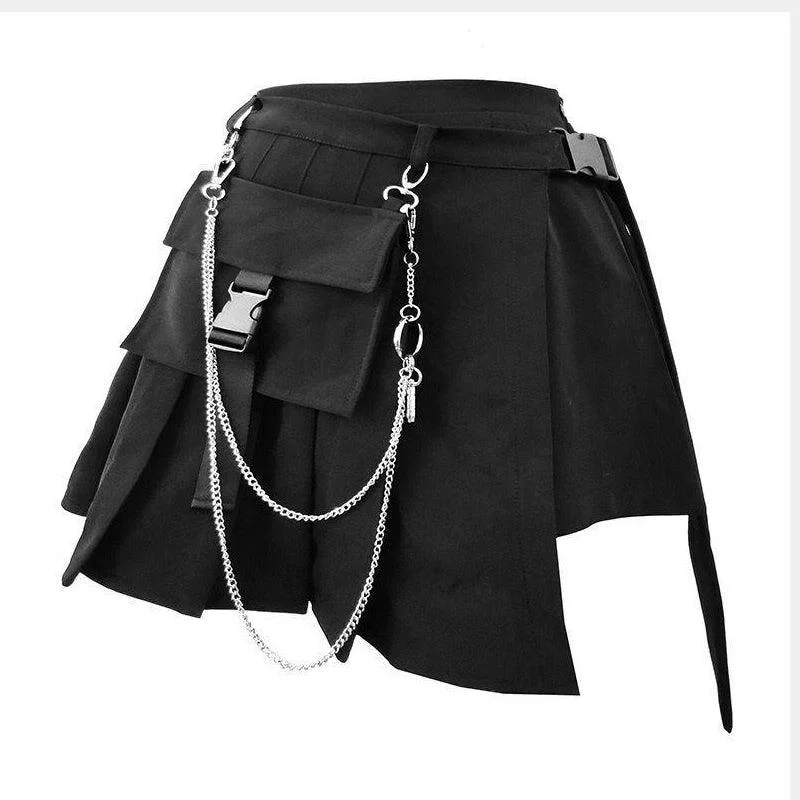 Chained Pocket High Waist Skirt