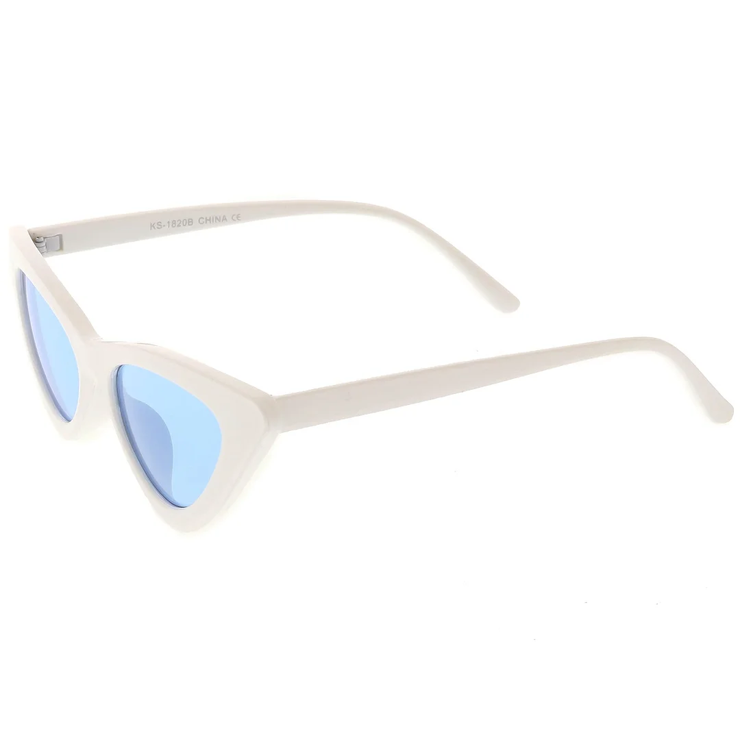 Womens Exaggerated Slim White Frame Cat Eye glasses Color Tinted Lens 48mm