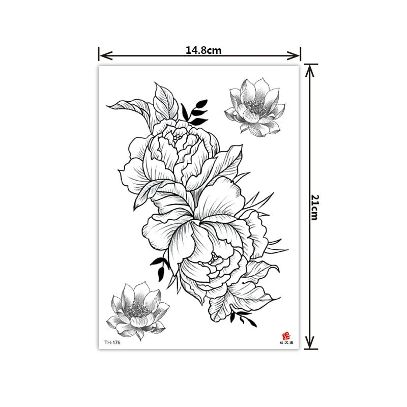2021 New Plain Flower Arm Tattoo Sticker Flower Waterproof Tattoo Color Animal Tiger Tattoo Sticker