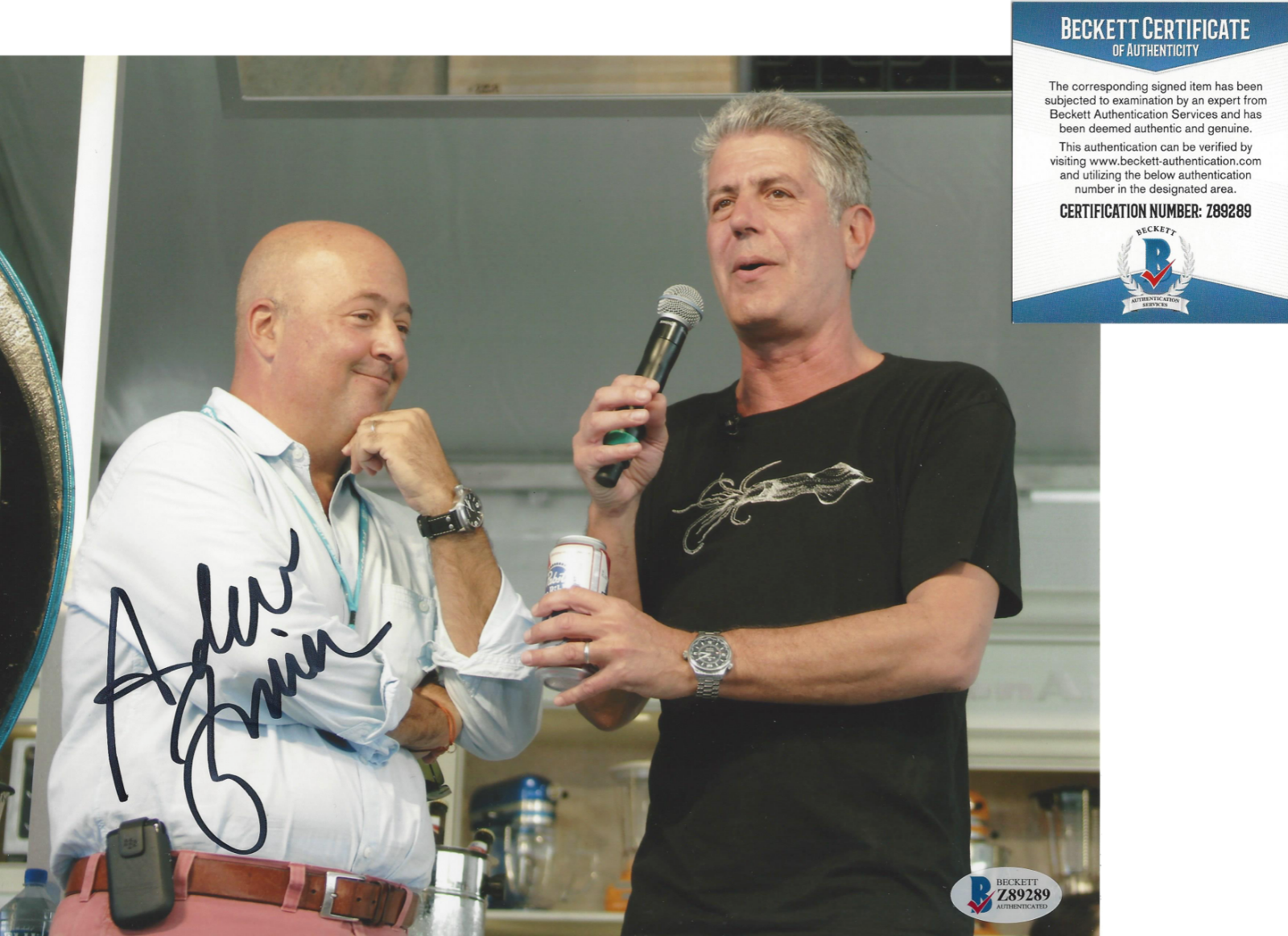 ANDREW ZIMMERN BIZARRE FOODS TRAVEL SHOW CHEF SIGNED 8x10 Photo Poster painting BECKETT BAS COA