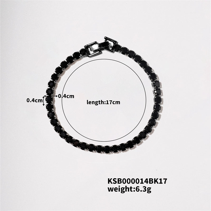 Hip-Hop Solid Color Copper Inlay Zircon K Gold Plated Rhodium Plated Unisex Tennis Bracelet