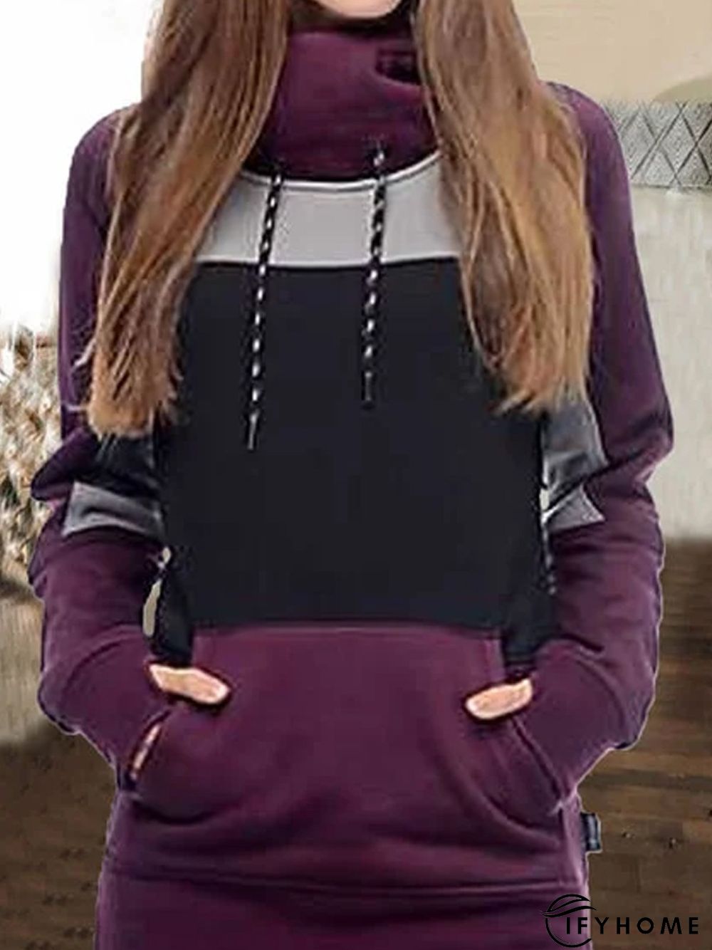 Purple Casual Cotton-Blend Sweatshirt | IFYHOME