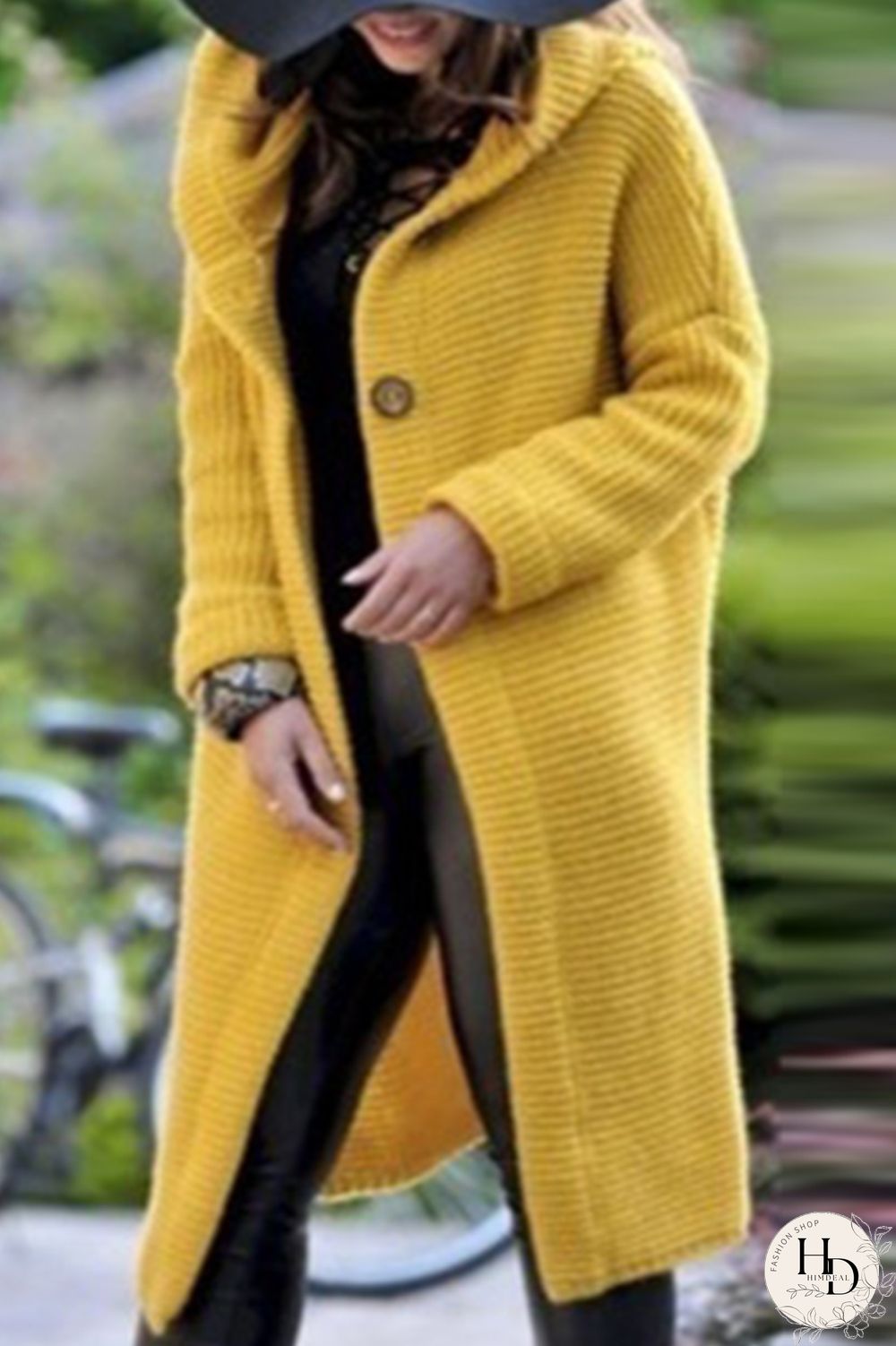 Beige Fashion Cardigan Hooded Long Jacket