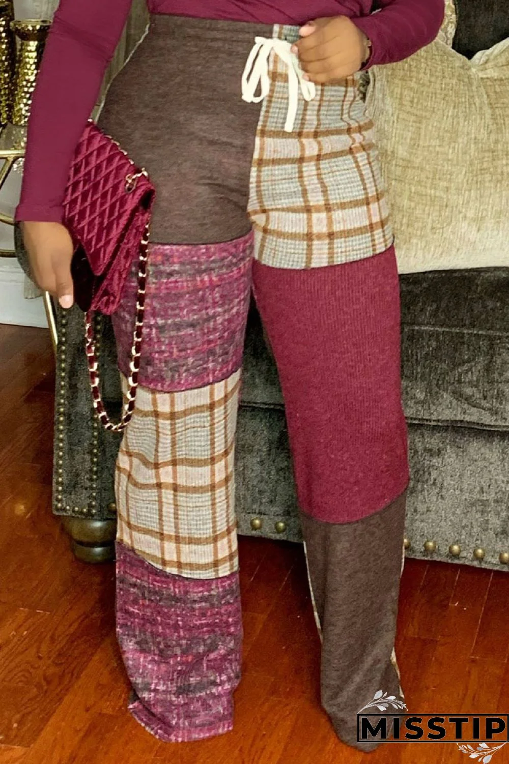 Green Casual Street Print Patchwork Straight High Waist Straight Patchwork Bottoms