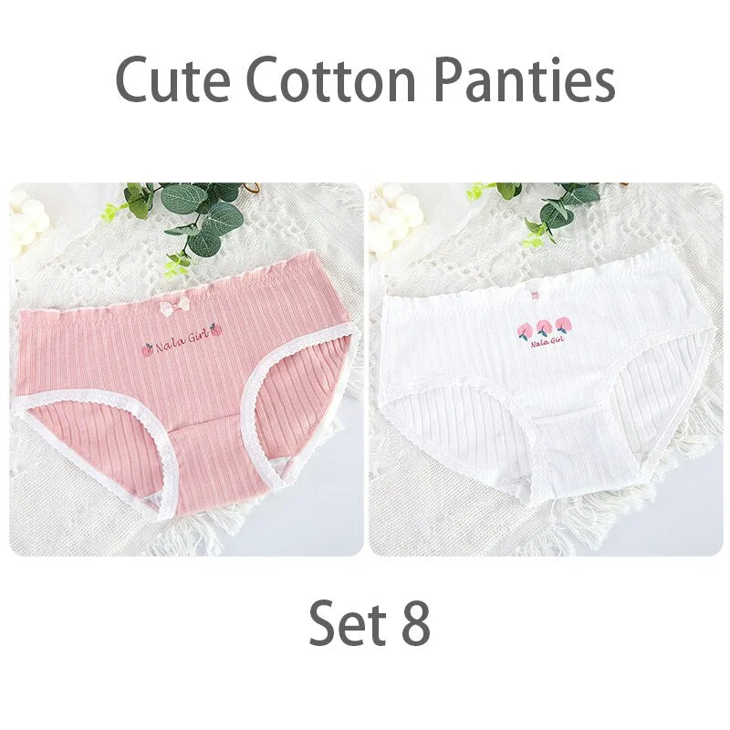 FINETOO Women's Sexy Lace Thongs G-string Underwear Cute Panties Briefs For Ladies T-back lingerie Cartoon Girls Pink Panty