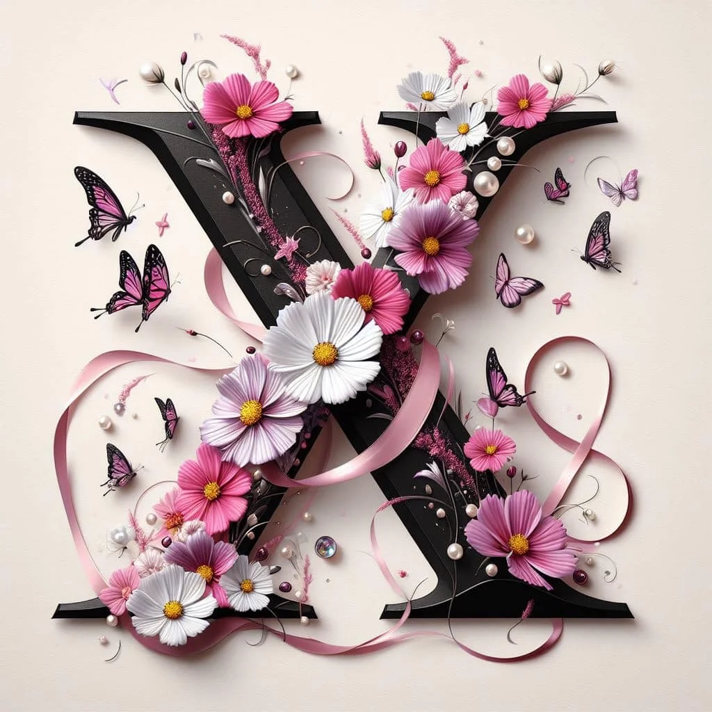 Diamond Painting - Full Round Drill - Flower Butterfly Alphabet(Canvas|30*30cm)