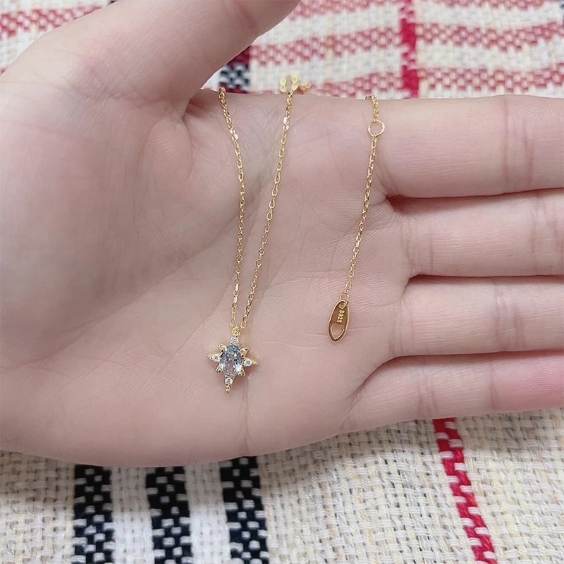 925 Sterling Silver Long-Lasting Plated Zircon Plating Inlay Star Pendant Necklace